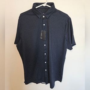 Mizzen & Main navy blue polka-dot dress shirt